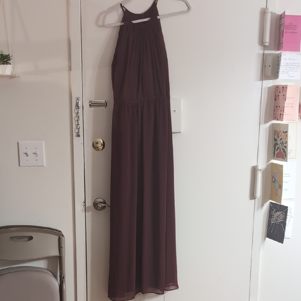 Bella Purple Pleated Halter Gown